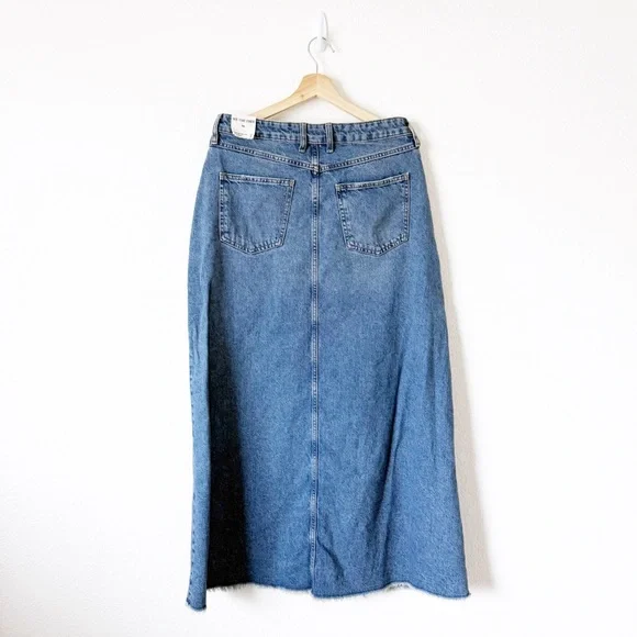 FREE PEOPLE Come as You Are Denim Maxi Skirt Size 8 Dark Indigo - Picture 3 of 9